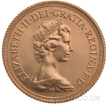 1980 Gold Sovereign Coin Elizabeth II Decimal Portrait