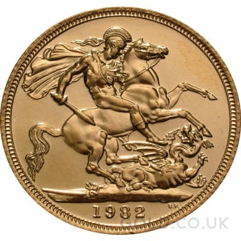 1982 Gold Sovereign Coin Elizabeth II Decimal Portrait