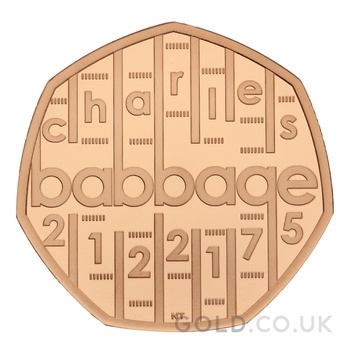 2021 Proof 50p Gold Coin Charles Babbage Innovation in Science Boxed