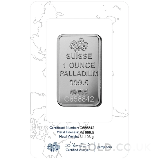 1oz Palladium Bar PAMP Lady Fortuna