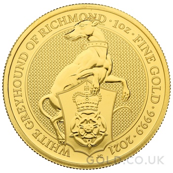 2021 1oz White Greyhound of Richmond Gold Coin Queen's Beasts