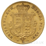 1866 Gold Half Sovereign Coin Victoria Shield Back