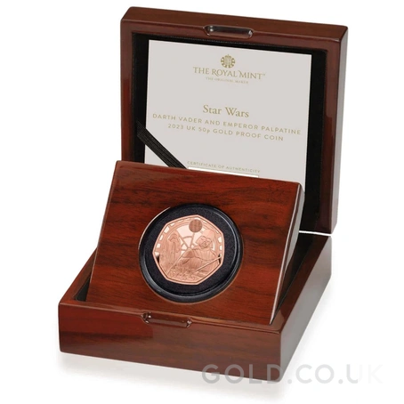 2023 50p Darth Vader & Emperor Palpatine Star Wars Proof Gold Coin Boxed