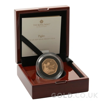2020 Proof 50p Gold Coin Piglet Boxed