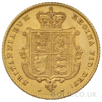 1851 Gold Half Sovereign Queen Victoria Young Head Shield Back