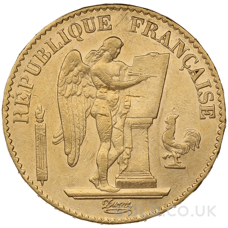 1876 French 20 Francs Gold Coin Guardian Angel A