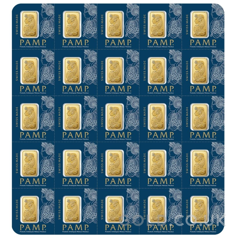 25g Gold Bar PAMP Lady Fortuna Multigram Minted