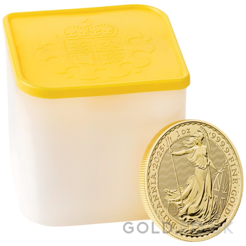 Tube of 10 2025 Britannia One Ounce Gold Coins