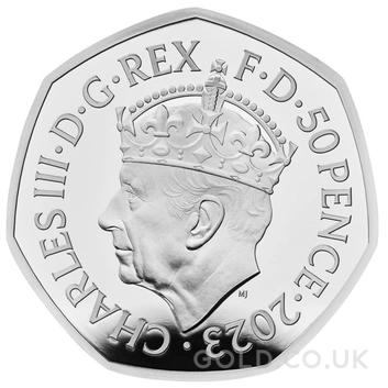 2023 Piedfort Proof 50p Silver Coin Coronation of King Charles III Boxed