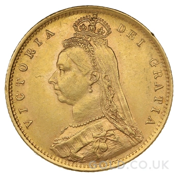 1891 Gold Half Sovereign Queen Victoria Jubilee Head Shield Back