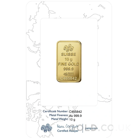 10g Gold Bar PAMP Rosa Minted