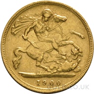 1900 Victoria  Old Head Gold Half Sovereign (London Mint)
