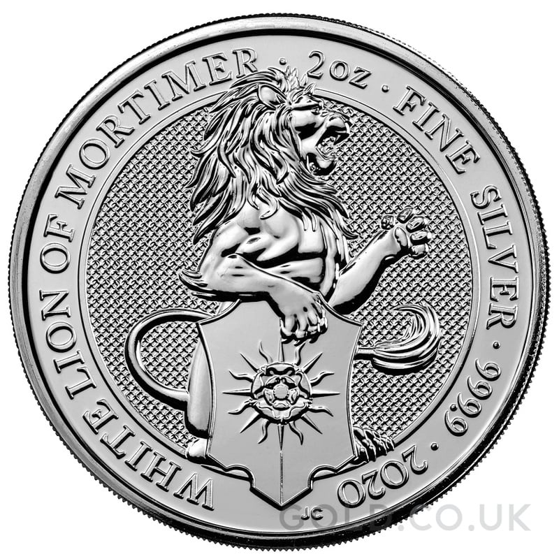 2020 2oz White Lion of Mortimer Silver Coin Queen's Beasts