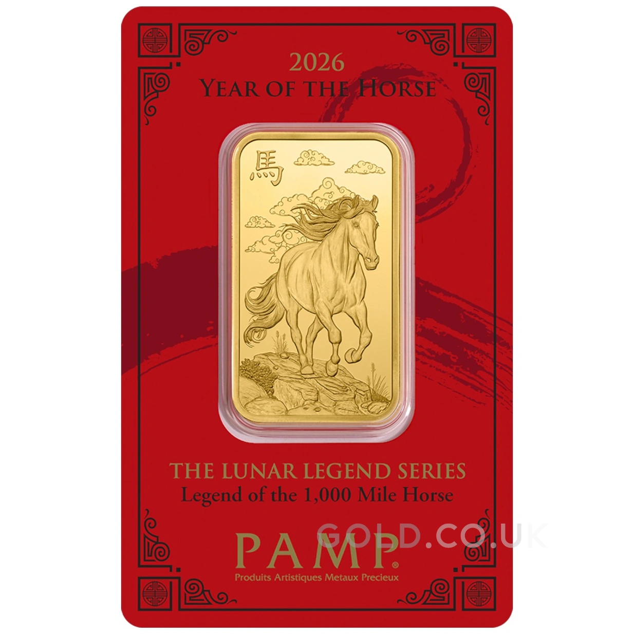1oz Gold Bar 2026 Year of the Horse PAMP
