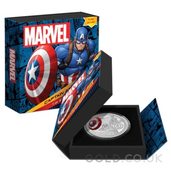 2023 Proof Captain America Silver Coin 1oz Boxed