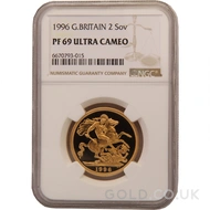 1996 Gold Proof Double Sovereign Coin Elizabeth II NGC PF69