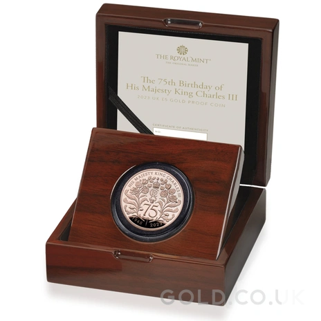 2023 75th Birthday of King Charles III £5 Gold Crown Proof Coin Boxed