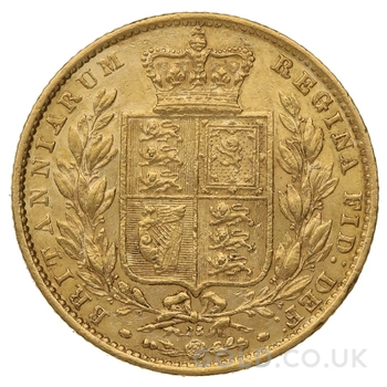 1868 Gold Sovereign Coin Queen Victoria Young Head Shield Back