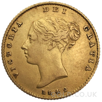 Gold Half Sovereign Victoria Young Head Shield Back