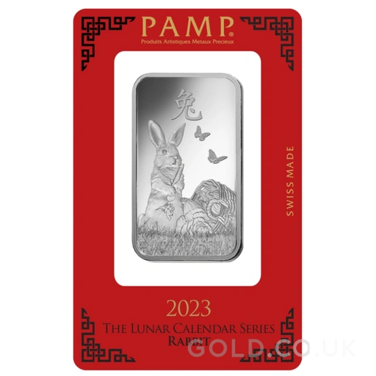 1oz Silver Bar 2023 Year of the Rabbit PAMP