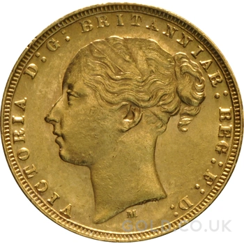 1873 Gold Sovereign Coin Queen Victoria Young Head Melbourne