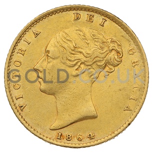 1864 Victoria Young Head Shield Back Gold Half Sovereign (London Mint)