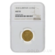 1818 Gold Half Sovereign Coin George III AU55