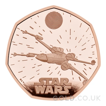 2024 50p X-Wing Star Wars Proof Gold Coin Boxed