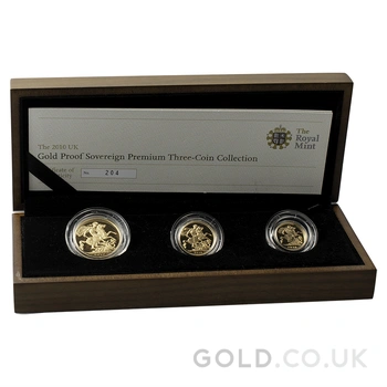 2010 Proof Gold Sovereign Premium 3 Coin Set Boxed