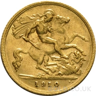 1910 Gold Half Sovereign Coin Edward VII (S)