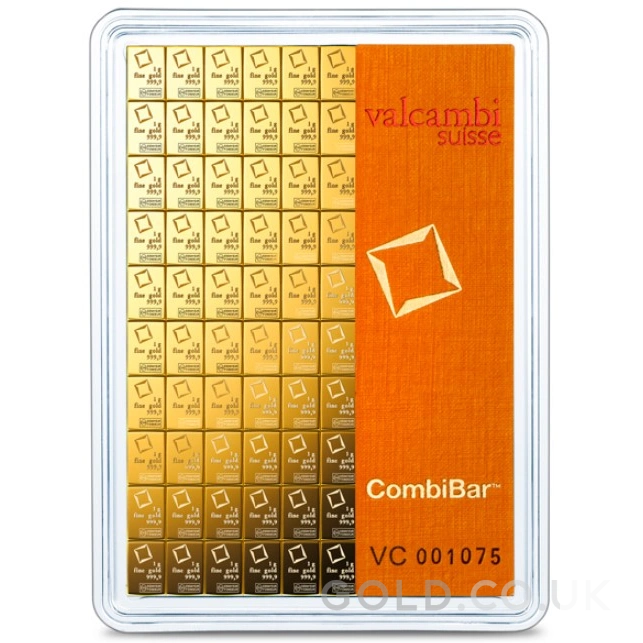 100 x 1g Gold Bar Valcambi CombiBar