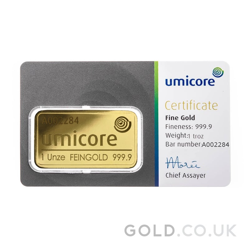 1oz Gold Bar Umicore
