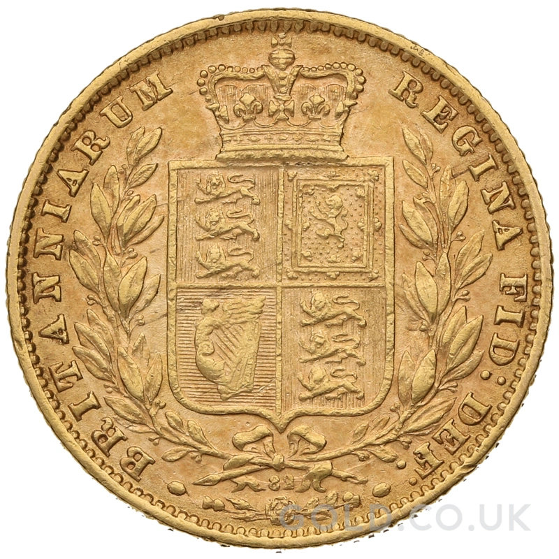 1870 Gold Sovereign Coin Queen Victoria Young Head Shield Back