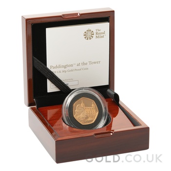 2019 Paddington at the Tower of London Fifty Pence 50p Proof Gold Coin Boxed