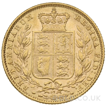 1872 Gold Sovereign Coin Queen Victoria Young Head Shield Back