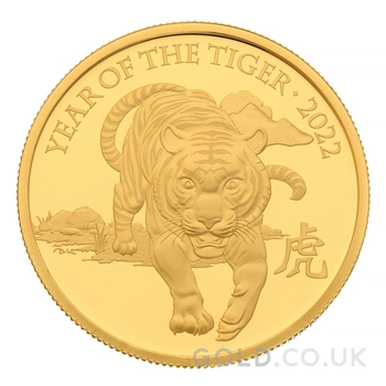 2022 Royal Mint 1oz Year of the Tiger Proof Gold Coin Boxed