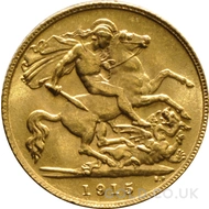 1915 Gold Half Sovereign Coin George V