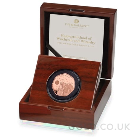 2023 Proof 50p 25th Anniversary of Harry Potter Gold Coin Hogwarts School Boxed