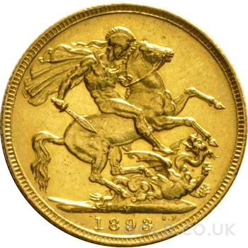 1893 Gold Sovereign Coin Queen Victoria Old Head Melbourne