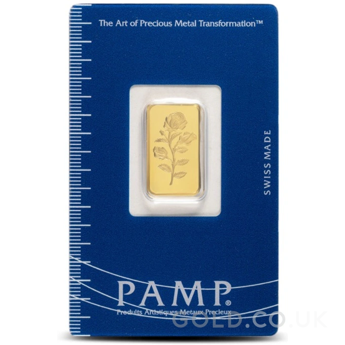 2.5g Gold Bar PAMP Rosa Minted