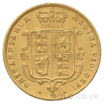 1876 Gold Half Sovereign Queen Victoria Young Head Shield Back