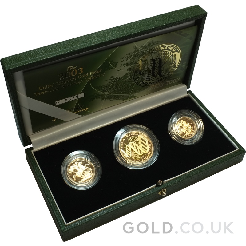2003 Proof Gold Sovereign 3 Coin Set Boxed