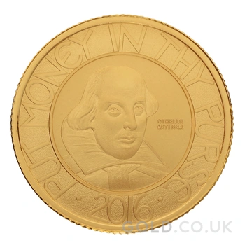 2016 1/4oz William Shakespeare Proof Gold Coin Boxed