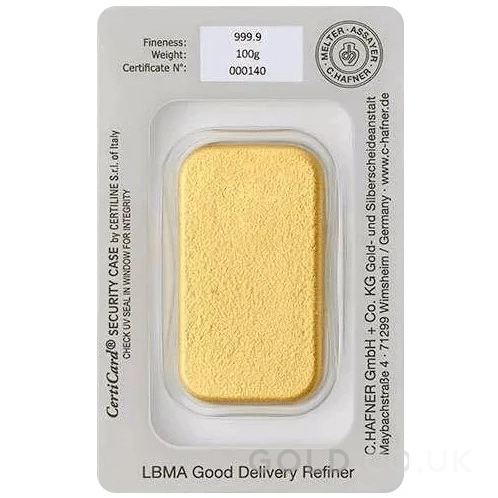 100g Gold Bar C. Hafner Cast