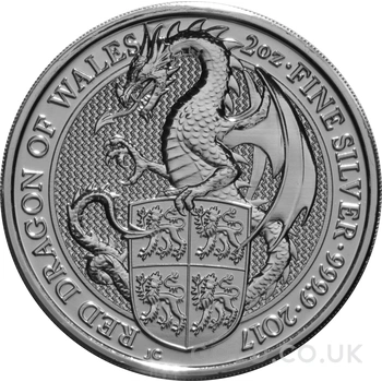 2017 2oz Red Dragon of Wales Silver Coin Queen's Beasts