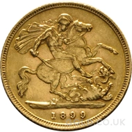 1899 Gold Half Sovereign Coin Victoria