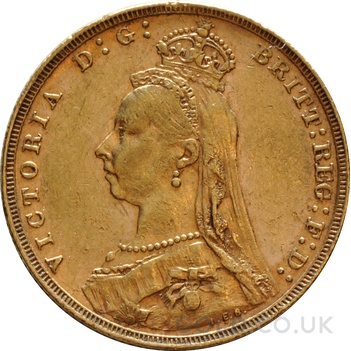 1888 Gold Sovereign Coin Queen Victoria Jubilee Head