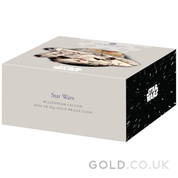 2024 50p Millennium Falcon Star Wars Proof Gold Coin Boxed