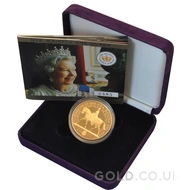 Gold Five Pound Proof Coin, Golden Jubilee Boxed (2002)