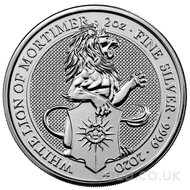 Silver White Lion of Mortimer, Queen's Beast 2oz (2020)